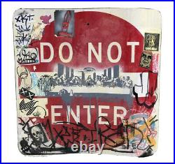 Banksy stencil Last Supper on metal street sign (2013) obey