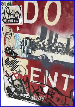 Banksy stencil Last Supper on metal street sign (2013) obey
