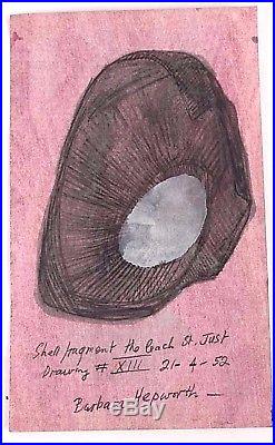 Barbara Hepworth Original Drawing Hand Signed Inscribed Dated Titled Mixed Media