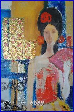Barbara Mari Berkman 44 Mixed Media Oil Painting Flamenco Dancers Bullfighter