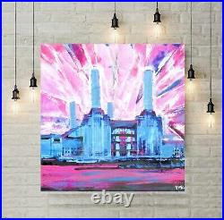 Battersea power station London Original Painting On Canvas Signed By Vital