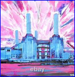 Battersea power station London Original Painting On Canvas Signed By Vital