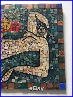 Beautiful Vintage Mosaic Artwork Picture Abstract Stylised Nude Signed
