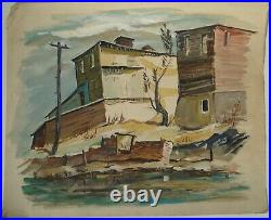 Behind the Houses Mixed Media (Oil & Gouache) Painting-1930s/40s-Louis Bosa