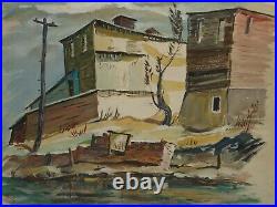 Behind the Houses Mixed Media (Oil & Gouache) Painting-1930s/40s-Louis Bosa