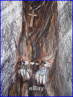 Brian Froud original mixed media painting monk in chains 1966 good provenance
