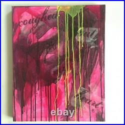Bright Pink Painting, Handmade Abstract Modern Artwork, Mixed Media Art, 16X20
