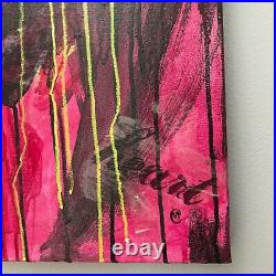 Bright Pink Painting, Handmade Abstract Modern Artwork, Mixed Media Art, 16X20