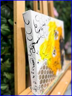 Bumblebee Mixed Media Painting Original Art Sale Honey Bee Abstract Flowers