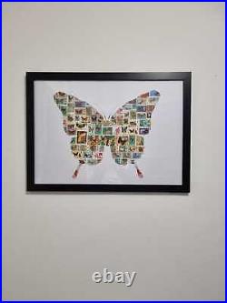 Butterfly postage stamp collage art