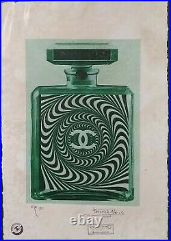 CHANEL Bottle in Green, Artist Proof Print 22'x15'x Signed Fairchild Paris