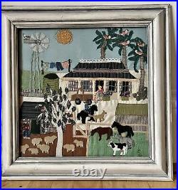 Carola Gordon original textile collage titled Queensland Sheep station