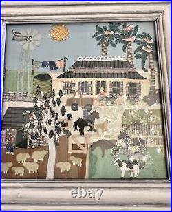 Carola Gordon original textile collage titled Queensland Sheep station