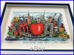 Charles Fazzino 3D Artwork Blue Skies Over New York Deluxe Edition Signed Blue