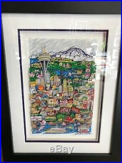 Charles Fazzino 3D Artwork Hello Seattle Signed & Numbered Framed