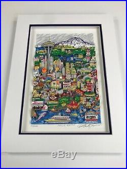Charles Fazzino 3D Artwork Hello Seattle Signed & Numbered Framed