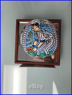Charles Fazzino Don Mattingly 3D Hand Painted Baseball 1/1 Autograph NY Yankees