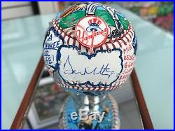 Charles Fazzino Don Mattingly 3D Hand Painted Baseball 1/1 Autograph NY Yankees