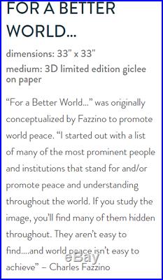 Charles Fazzino, For a Better World DX Hot New Sold Out 3-D Edition