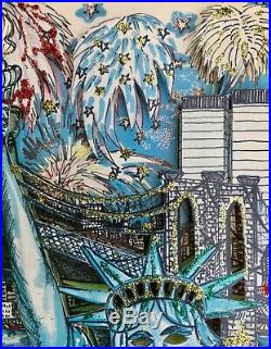 Charles Fazzino LADY LIBERTY 3-D Art Signed 193/475 NYC Skyline Twin Towers WTC