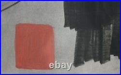 Charles Gassner Signed Mid Century Modern Abstract Mixed Media-Red & Black