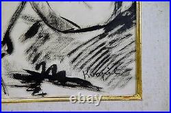 Charles Kvapil (1884-1957) Belgium, Figure Composition Gouche & Charcoal Signed