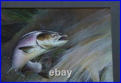 Chris Sharp Salmon Leaping Scottish Game Fishing Original Painting