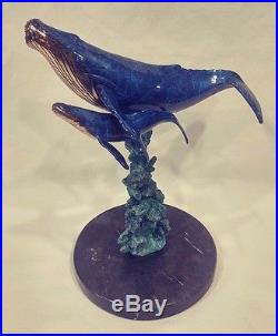 Christian Lassen Mixed-Media Bronze Sculpture Humpback Whales BORN IN PARADISE