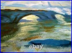 Claude Monet painting on paper (Handmade) signed and stamped mixed media