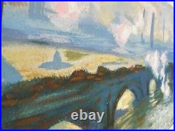 Claude Monet painting on paper (Handmade) signed and stamped mixed media