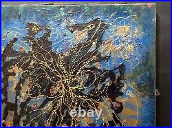 Contemporary Abstract Painting French School Mixed Media Signed Original