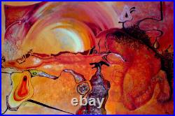 Contemporary abstract art painting figures body sun fire fauvism expressionism 1