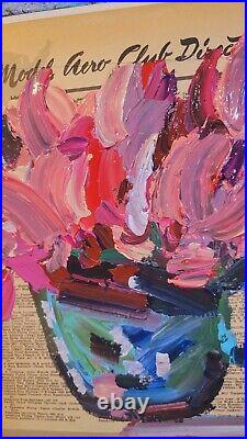 Corbellic Expressionism 12x9 Original Vintage Mixed Media Flower Painting Art Nr