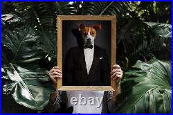 Cowboy Style Pet Digital Portrait Pet Art Funny Dog Cat Wall Art Regal Pet Loss