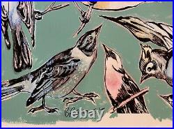 DAVID BROMLEY Birds Mixed Media on Paper 87cm x 107cm