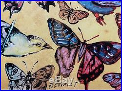 DAVID BROMLEY Butterflies and Birds Mixed Media on Card 70cm x 88cm