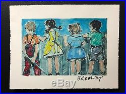 DAVID BROMLEY Children Series Over The Fence Mixed Media 37cm x 55cm