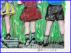 DAVID BROMLEY Children Series Over The Fence Mixed Media 61cm x 85cm FRAMED