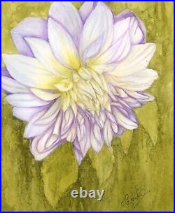 Dahlia Summer Flower, an Original Floral Mixed Media Painting