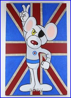 Danger Mouse Robin Colemen Original Union Jack Mixed Media Collage Painting