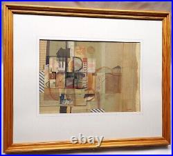 David Jaundrell Original Signed Collage And Mixed Medea Abstract Painting Framed