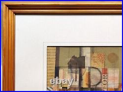 David Jaundrell Original Signed Collage And Mixed Medea Abstract Painting Framed