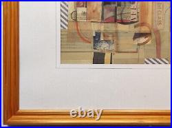 David Jaundrell Original Signed Collage And Mixed Medea Abstract Painting Framed