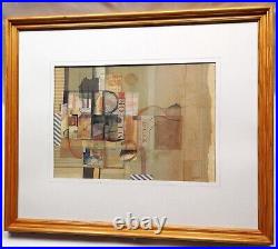 David Jaundrell Original Signed Collage And Mixed Medea Abstract Painting Framed