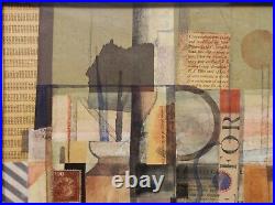 David Jaundrell Original Signed Collage And Mixed Medea Abstract Painting Framed