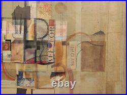 David Jaundrell Original Signed Collage And Mixed Medea Abstract Painting Framed