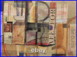 David Jaundrell Original Signed Collage And Mixed Medea Abstract Painting Framed