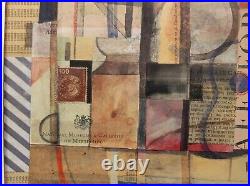 David Jaundrell Original Signed Collage And Mixed Medea Abstract Painting Framed