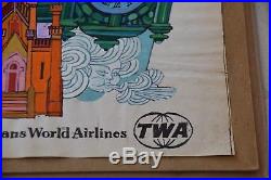 + David Klein CHICAGO Fly TWA ORIGINAL Travel Poster Art GOUACHE / MIXED MEDIA +