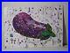 Eggplant Collage Project Painting, Mixed Media Art Signed Original Collage Art